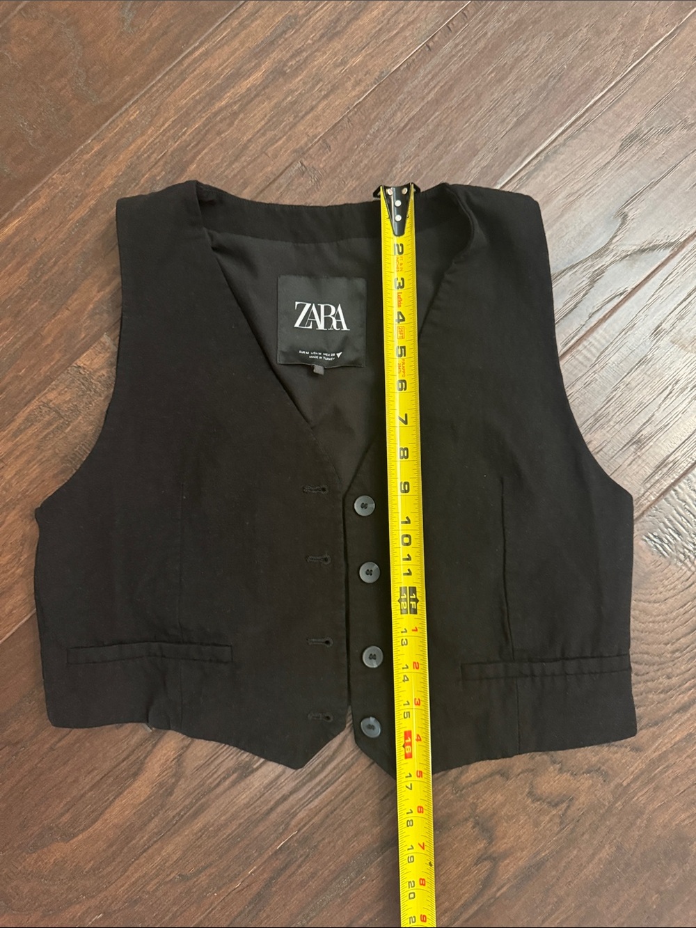 Zara Black Tailored Button Vest - Picture 5 of 7